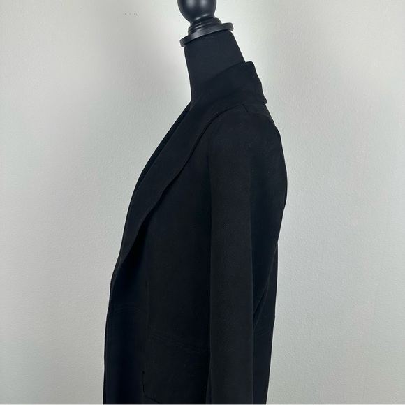 Rielle Open Front Jacket Women Medium Black Faux Suede Stretch Classy Minimalist - Picture 7 of 12